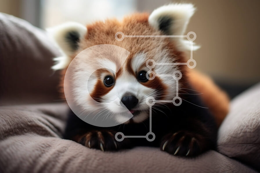 Σετ των 2 Intra Συλλεκτικό Ξύλινο Παζλ Plywood  4mm - Αξιολάτρευτη εικόνα ενός κόκκινου Panda που χαλαρώνει σε έναν καναπέ Σε Ξύλινο Κουτί - Διαστάσεις: 10x10 cm – 25 κομμάτια