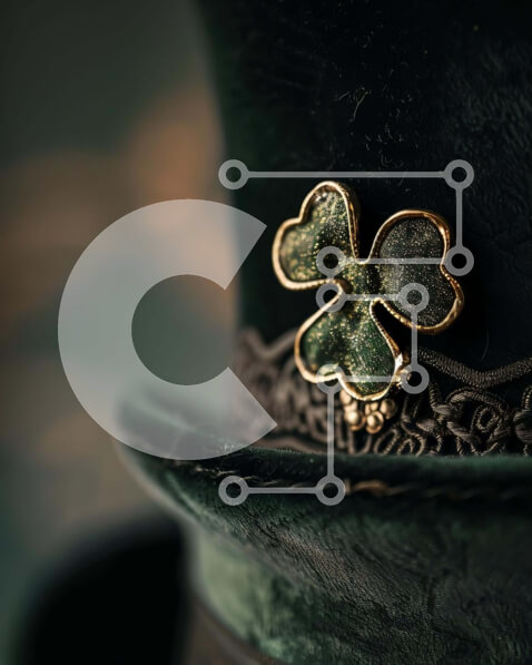 Intra Συλλεκτικό Ξύλινο Παζλ Plywood  4mm - Τοπ καπέλο του Αγίου Πατρικίου με καρφίτσα Clover Σε Ξύλινο Κουτί - Διαστάσεις Puzzle: 10x10 cm – 25 κομμάτια