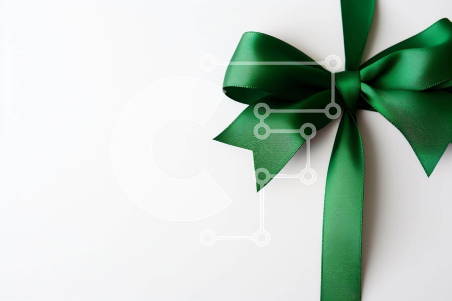 Intra Συλλεκτικό Ξύλινο Παζλ Plywood  4mm - Πράσινη κορδέλα για συσκευασία δώρου σε λευκό φόντο Σε Ξύλινο Κουτί - Διαστάσεις Puzzle: 10x10 cm – 25 κομμάτια