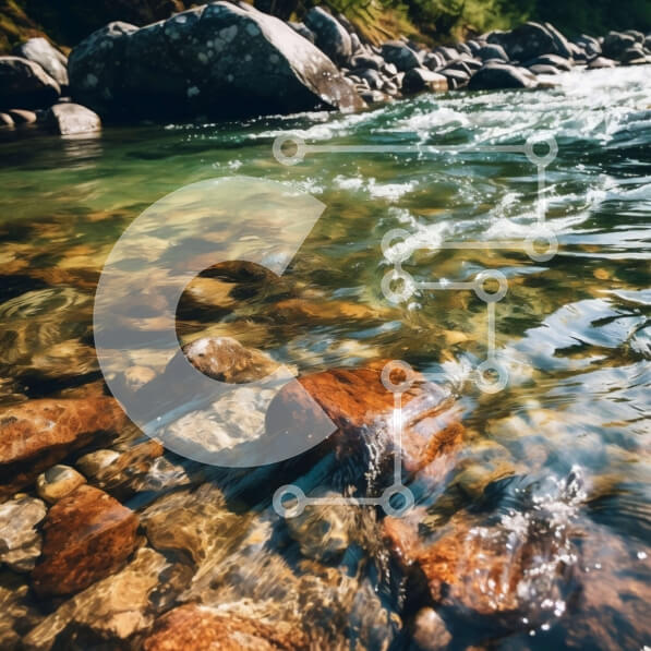 Intra Συλλεκτικό Ξύλινο Παζλ Plywood  4mm - Γραφική θέα ενός ποταμού που τρέχει μέσα από ένα βραχώδες φαράγγι με δέντρα και στις δύο πλευρές Σε Ξύλινο Κουτί - Διαστάσεις: 10x10 cm – 25 κομμάτια