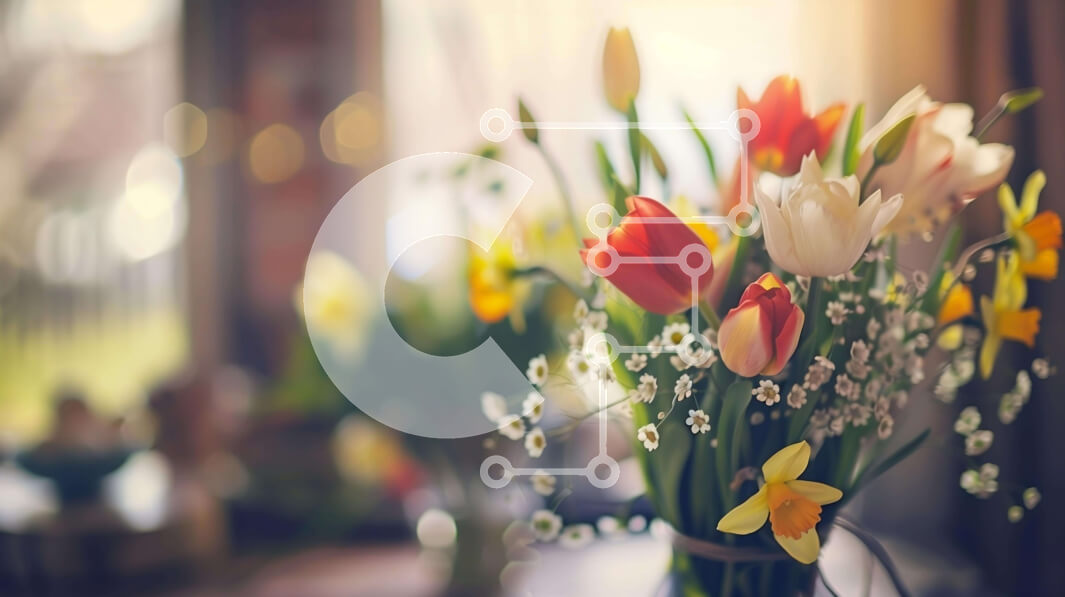 Intra Συλλεκτικό Ξύλινο Παζλ Plywood  4mm - Πολύχρωμα ανοιξιάτικα λουλούδια σε γυάλινο βάζο Σε Ξύλινο Κουτί - Διαστάσεις Puzzle: 10x10 cm – 25 κομμάτια