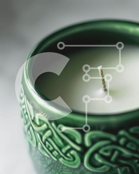 Intra Συλλεκτικό Ξύλινο Παζλ Plywood  4mm - Πράσινο περίτεχνο κερί που καίει στο τραπέζι Σε Ξύλινο Κουτί - Διαστάσεις Puzzle: 10x10 cm – 25 κομμάτια