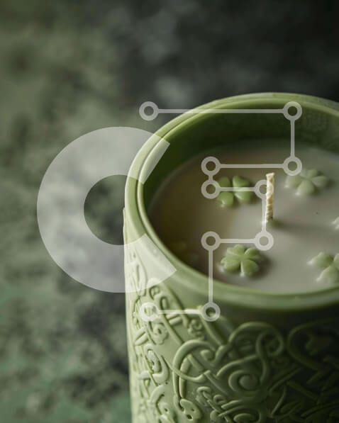 Intra Συλλεκτικό Ξύλινο Παζλ Plywood  4mm - Κερί πράσινο τριφύλλι σε καλή κατάσταση Σε Ξύλινο Κουτί - Διαστάσεις Puzzle: 10x10 cm – 25 κομμάτια