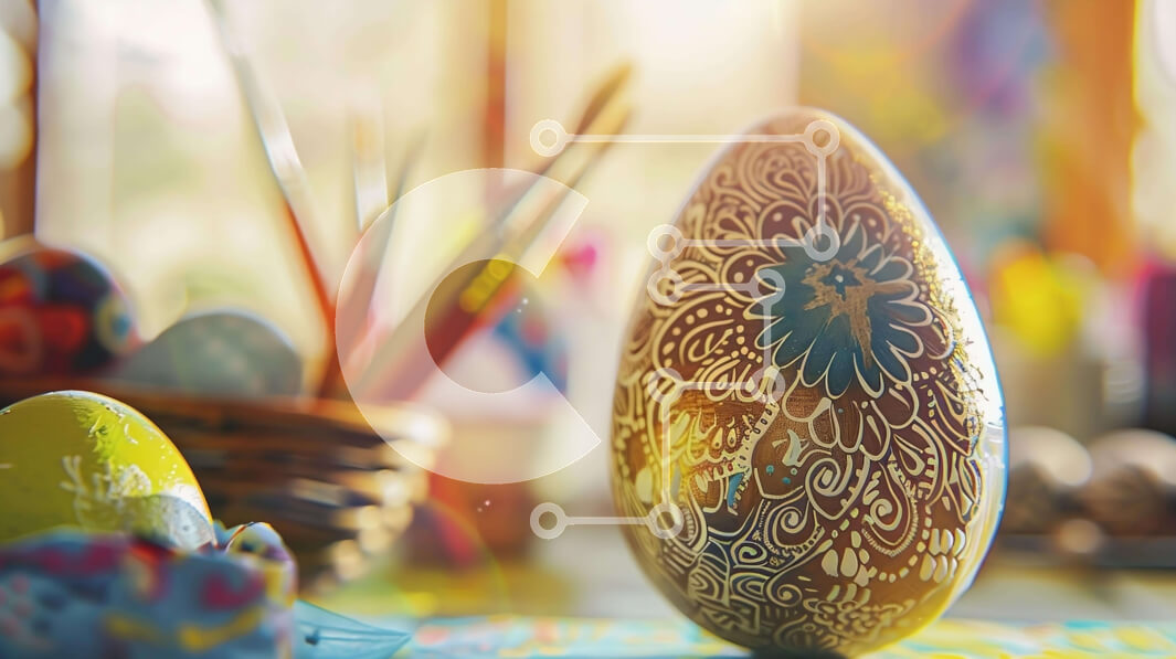 Intra Συλλεκτικό Ξύλινο Παζλ Plywood  4mm - Περίτεχνα διακοσμημένο πασχαλινό αυγό σε γιορτινό περιβάλλον Σε Ξύλινο Κουτί - Διαστάσεις: 10x10 cm – 25 κομμάτια