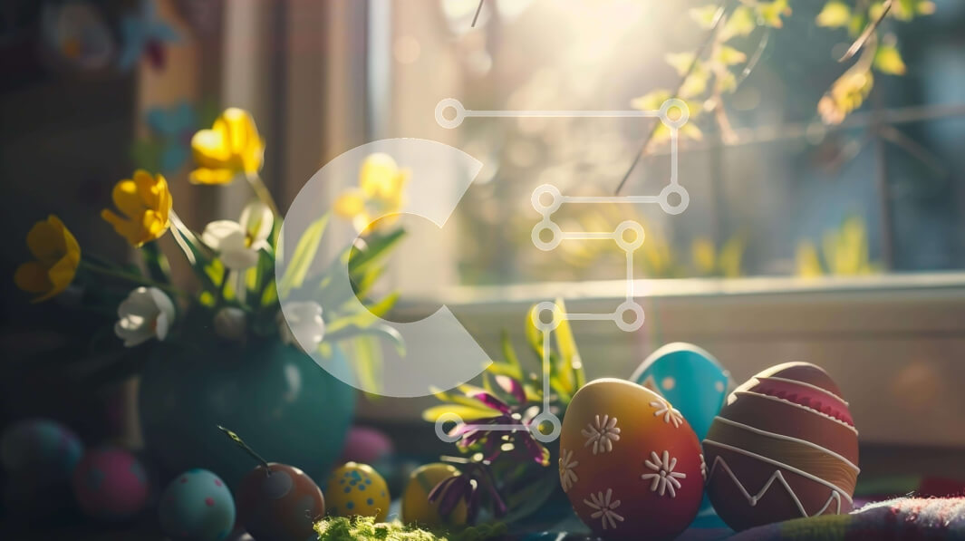 Intra Συλλεκτικό Ξύλινο Παζλ Plywood  4mm - Πολύχρωμα Πασχαλινά αυγά και λουλούδια σε ένα περβάζι παραθύρου Σε Ξύλινο Κουτί - Διαστάσεις: 10x10 cm – 25 κομμάτια