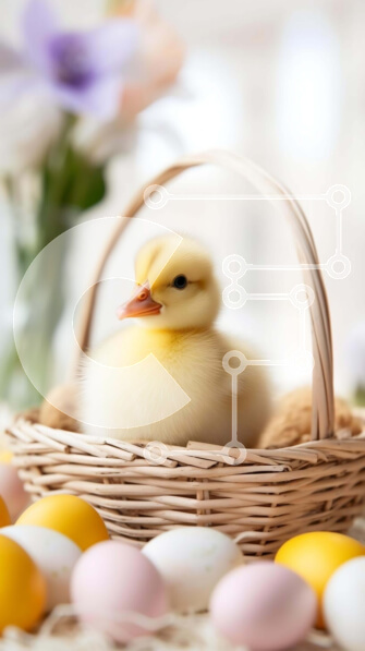 Intra Συλλεκτικό Ξύλινο Παζλ Plywood  4mm - Πασχαλινό παπάκι με πολύχρωμα αυγά και διακοσμητικά Σε Ξύλινο Κουτί - Διαστάσεις Puzzle: 10x10 cm – 25 κομμάτια