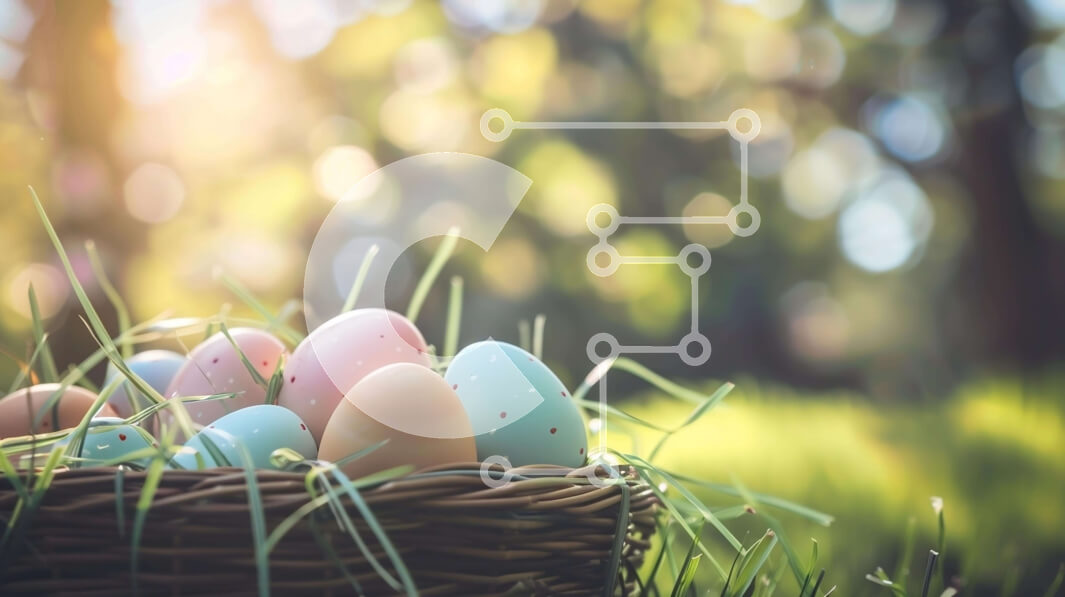 Intra Συλλεκτικό Ξύλινο Παζλ Plywood  4mm - Πολύχρωμο καλάθι με αυγά Πάσχας στη χλόη Σε Ξύλινο Κουτί - Διαστάσεις Puzzle: 10x10 cm – 25 κομμάτια