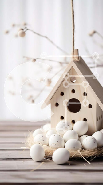 Intra Συλλεκτικό Ξύλινο Παζλ Plywood  4mm - Ξύλινο Birdhouse με Λευκά Αυγά Φωλιασμένα στη Φωλιά Σε Ξύλινο Κουτί - Διαστάσεις Puzzle: 10x10 cm – 25 κομμάτια