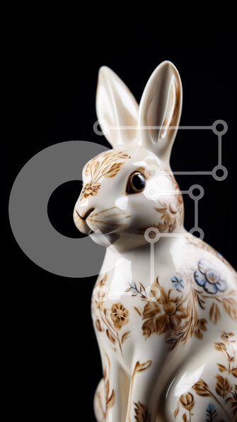 Intra Συλλεκτικό Ξύλινο Παζλ Plywood  4mm - Κεραμικό ειδώλιο λαγουδάκι λευκό και καφέ Σε Ξύλινο Κουτί - Διαστάσεις: 10x10 cm – 25 κομμάτια