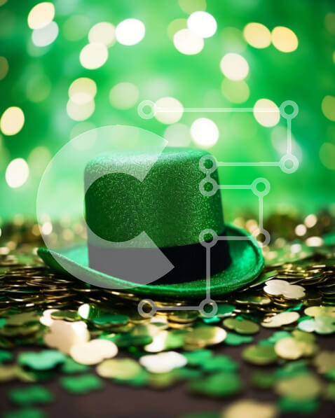 Intra Συλλεκτικό Ξύλινο Παζλ Plywood  4mm - Πράσινο καπέλο σε χρυσά νομίσματα για την ημέρα του Αγίου Πατρικίου Σε Ξύλινο Κουτί - Διαστάσεις: 10x10 cm – 25 κομμάτια