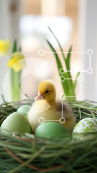 Intra Συλλεκτικό Ξύλινο Παζλ Plywood  4mm - Πασχαλινή πάπια στη φωλιά των πράσινων αυγών Σε Ξύλινο Κουτί - Διαστάσεις: 10x10 cm – 25 κομμάτια