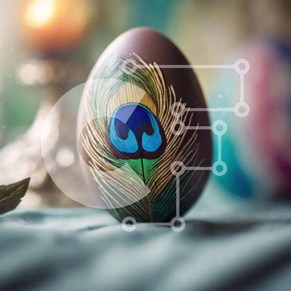 Intra Συλλεκτικό Ξύλινο Παζλ Plywood  4mm - Πασχαλινό αυγό με φτερό παγωνιού και λαμπάδα Σε Ξύλινο Κουτί - Διαστάσεις: 10x10 cm – 25 κομμάτια