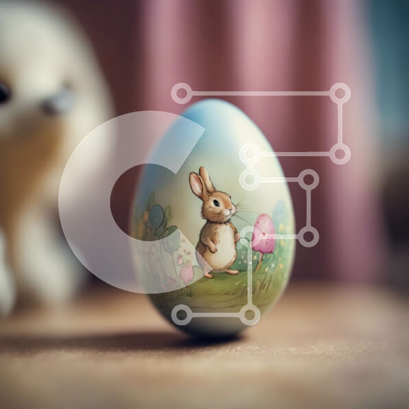 Intra Συλλεκτικό Ξύλινο Παζλ Plywood  4mm - Πασχαλινό αυγό με ζωγραφισμένο λαγουδάκι και αρκουδάκι Σε Ξύλινο Κουτί - Διαστάσεις: 10x10 cm – 25 κομμάτια