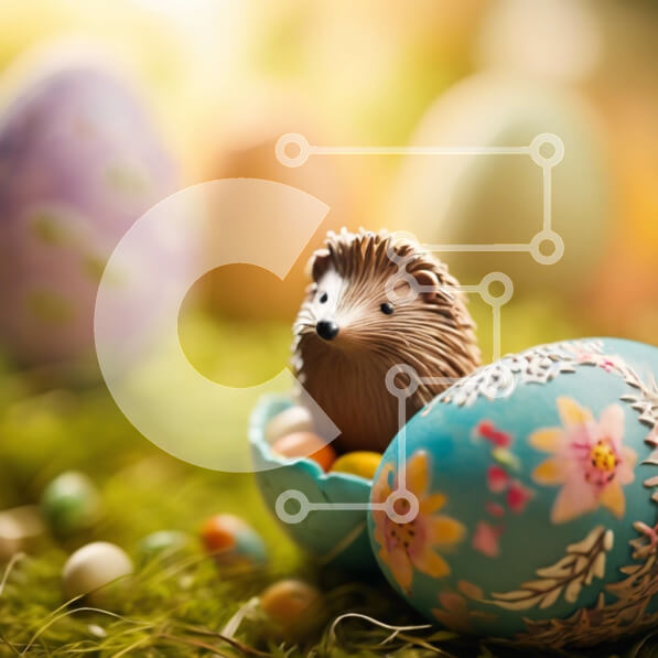 Intra Συλλεκτικό Ξύλινο Παζλ Plywood  4mm - Πασχαλινός σκαντζόχοιρος σε διακοσμημένο αυγό με πολύχρωμες πασχαλινές διακοσμήσεις Σε Ξύλινο Κουτί - Διαστάσεις: 10x10 cm – 25 κομμάτια