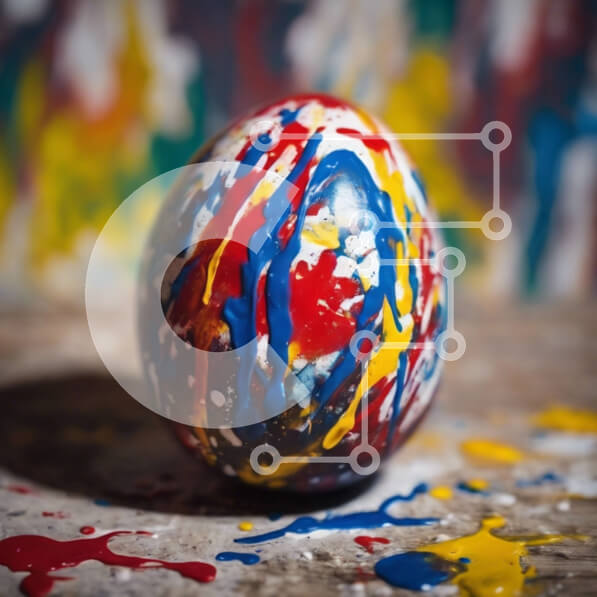 Intra Συλλεκτικό Ξύλινο Παζλ Plywood  4mm - Πολύχρωμο Πασχαλινό αυγό σε ξύλινη επιφάνεια Σε Ξύλινο Κουτί - Διαστάσεις Puzzle: 10x10 cm – 25 κομμάτια