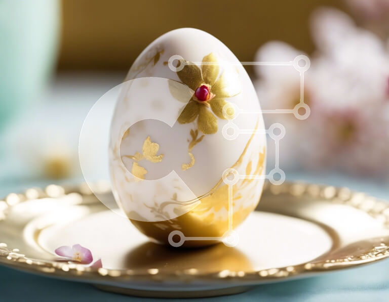 Intra Συλλεκτικό Ξύλινο Παζλ Plywood  4mm - Χρυσό πιάτο με πασχαλινό αυγό και floral ντεκόρ Σε Ξύλινο Κουτί - Διαστάσεις Puzzle: 10x10 cm – 25 κομμάτια