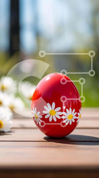 Intra Συλλεκτικό Ξύλινο Παζλ Plywood  4mm - Πασχαλινό αυγό με μαργαρίτες σε ξύλινο τραπέζι Σε Ξύλινο Κουτί - Διαστάσεις: 10x10 cm – 25 κομμάτια