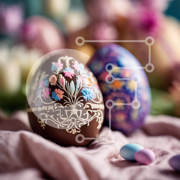 Intra Συλλεκτικό Ξύλινο Παζλ Plywood  4mm - Διακοσμημένα σοκολατένια πασχαλινά αυγά με πολύχρωμα λουλούδια Σε Ξύλινο Κουτί - Διαστάσεις: 10x10 cm – 25 κομμάτια