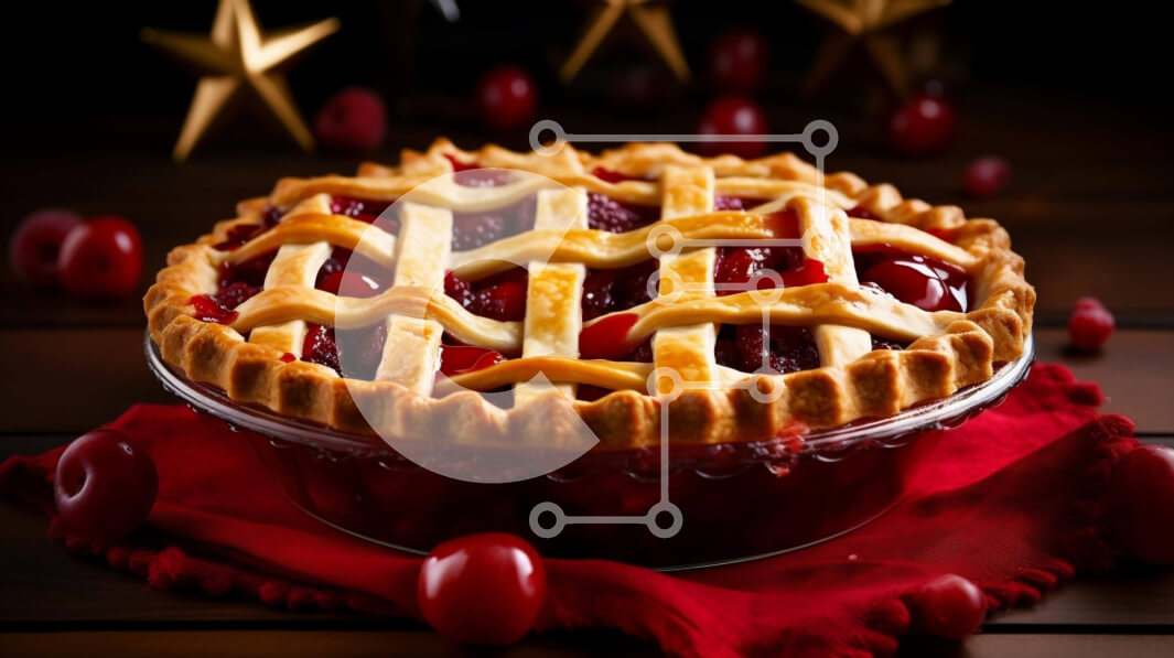 Σετ των 2 Intra Συλλεκτικό Ξύλινο Παζλ Plywood  4mm - Κερασόπιτα με δικτυωτά καλύμματα σε ξύλινο τραπέζι με αστέρια στο φόντο Σε Ξύλινο Κουτί - Διαστάσεις: 10x10 cm – 25 κομμάτια