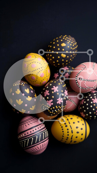 Intra Συλλεκτικό Ξύλινο Παζλ Plywood  4mm - Πολύχρωμα βαμμένα Πασχαλινά αυγά σε μαύρο φόντο Σε Ξύλινο Κουτί - Διαστάσεις: 10x10 cm – 25 κομμάτια