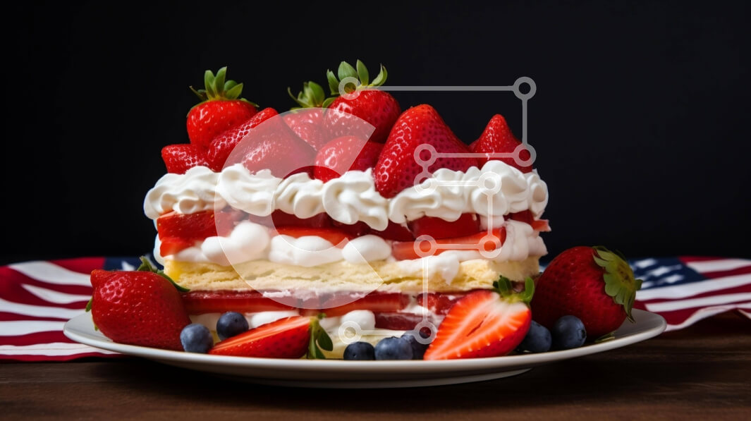 Σετ των 2 Intra Συλλεκτικό Ξύλινο Παζλ Plywood  4mm - Πατριωτικό επιδόρπιο αμερικανικής σημαίας με φρέσκα φρούτα Σε Ξύλινο Κουτί - Διαστάσεις: 10x10 cm – 25 κομμάτια