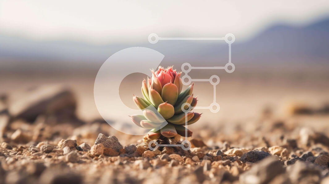 Intra Συλλεκτικό Ξύλινο Παζλ Plywood  4mm - Ζωντανό ροζ φυτό στο άνυδρο τοπίο της ερήμου Σε Ξύλινο Κουτί - Διαστάσεις: 10x10 cm – 25 κομμάτια