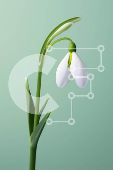 Σετ των 2 Intra Συλλεκτικό Ξύλινο Παζλ Plywood  4mm - Μονό λευκό λουλούδι χιονοστιβάδας με πράσινα φύλλα Σε Ξύλινο Κουτί - Διαστάσεις: 10x10 cm – 25 κομμάτια