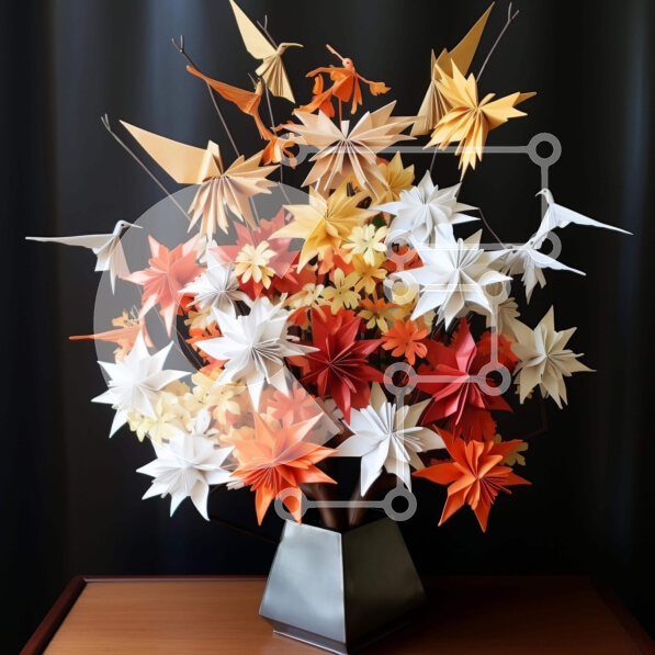 Intra Συλλεκτικό Ξύλινο Παζλ Plywood  4mm - Βάζο με λουλούδια Origami σε διάφορα χρώματα και μεγέθη Σε Ξύλινο Κουτί - Διαστάσεις Puzzle: 10x10 cm – 25 κομμάτια