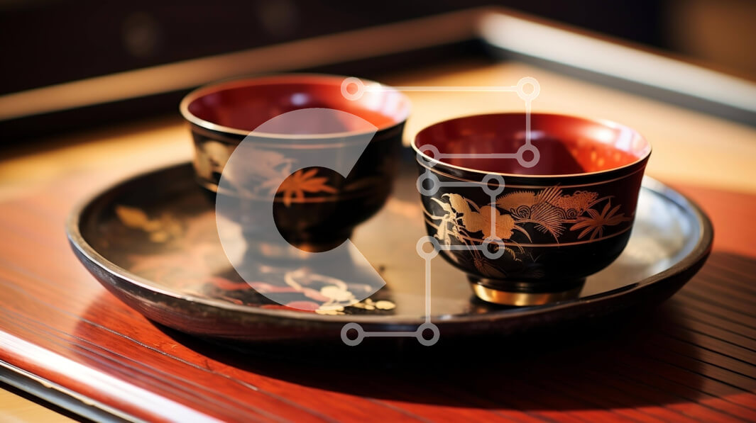 Intra Συλλεκτικό Ξύλινο Παζλ Plywood  4mm - Δύο μαύρα και χρυσά κύπελλα στο δίσκο Σε Ξύλινο Κουτί - Διαστάσεις: 10x10 cm – 25 κομμάτια