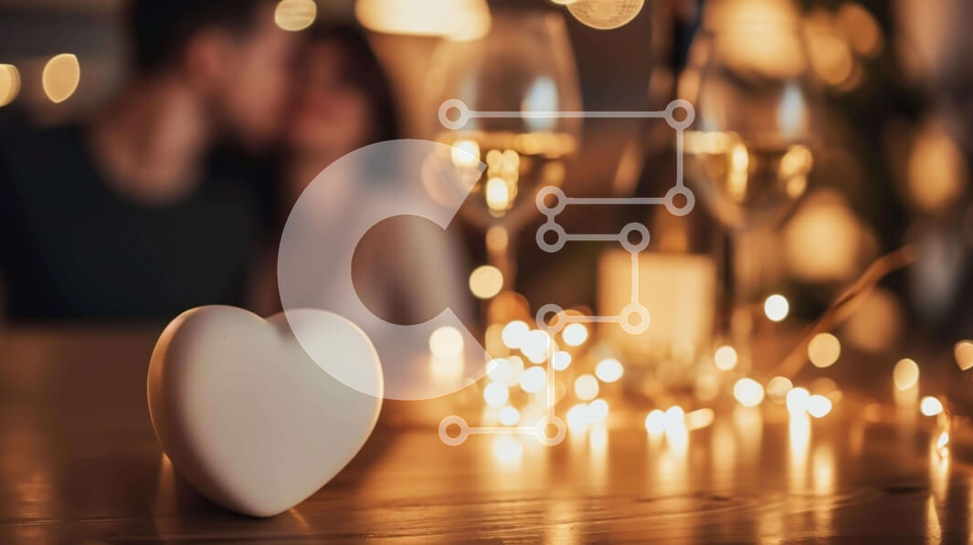 Intra Συλλεκτικό Ξύλινο Παζλ Plywood  4mm - Ρομαντικό ζευγάρι που φιλιέται σε μια κομψά διακοσμημένη τραπεζαρία Σε Ξύλινο Κουτί - Διαστάσεις Puzzle: 10x10 cm – 25 κομμάτια