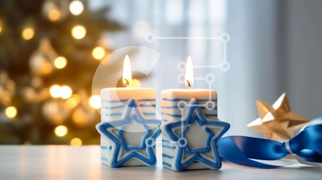 Intra Συλλεκτικό Ξύλινο Παζλ Plywood  4mm - Μπλε και άσπρα κεριά σε ένα ξύλινο τραπέζι Σε Ξύλινο Κουτί - Διαστάσεις: 10x10 cm – 25 κομμάτια