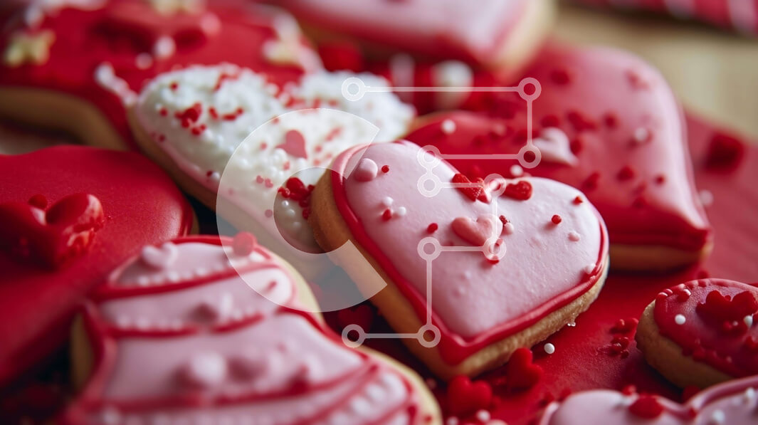 Σετ των 2 Intra Συλλεκτικό Ξύλινο Παζλ Plywood  4mm - Διακοσμημένα μπισκότα σε σχήμα καρδιάς για την ημέρα του Αγίου Βαλεντίνου Σε Ξύλινο Κουτί - Διαστάσεις: 10x10 cm – 25 κομμάτια