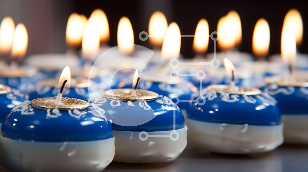 Intra Συλλεκτικό Ξύλινο Παζλ Plywood  4mm - Ομάδα μπλε και λευκών κεριών cupcake Σε Ξύλινο Κουτί - Διαστάσεις Puzzle: 10x10 cm – 25 κομμάτια