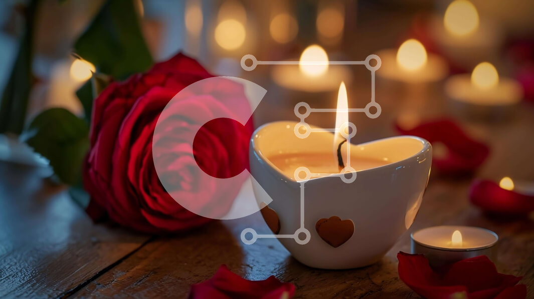 Σετ των 2 Intra Συλλεκτικό Ξύλινο Παζλ Plywood  4mm - Ρομαντικό κερί σε σχήμα καρδιάς με κόκκινα τριαντάφυλλα και κεριά Σε Ξύλινο Κουτί - Διαστάσεις: 10x10 cm – 25 κομμάτια