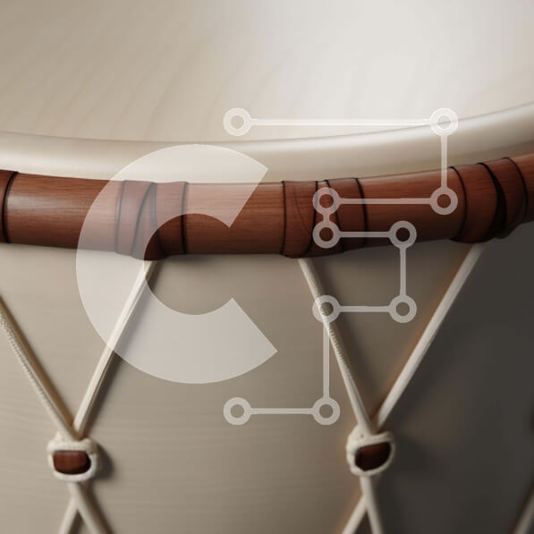 Intra Συλλεκτικό Ξύλινο Παζλ Plywood  4mm - Κοντινή εικόνα του λευκού τυμπάνου με ξύλινες πινελιές Σε Ξύλινο Κουτί - Διαστάσεις: 10x10 cm – 25 κομμάτια