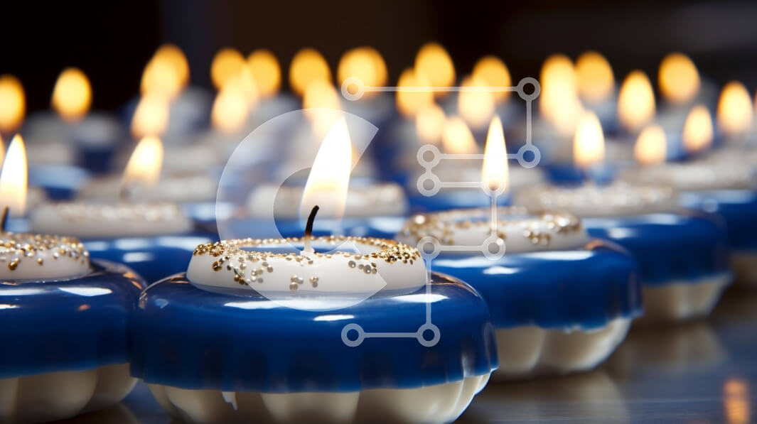 Intra Συλλεκτικό Ξύλινο Παζλ Plywood  4mm - Ομάδα γαλανόλευκων κηροπήγια Σε Ξύλινο Κουτί - Διαστάσεις Puzzle: 10x10 cm – 25 κομμάτια