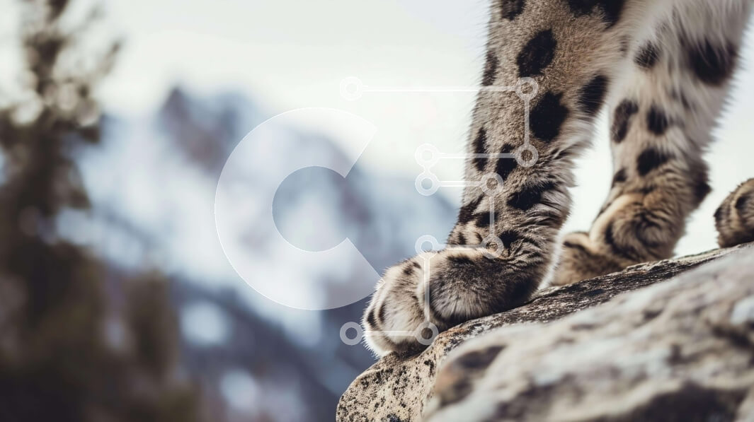 Σετ των 2 Intra Συλλεκτικό Ξύλινο Παζλ Plywood  4mm - Λεοπάρδαλη του χιονιού στους βράχους Σε Ξύλινο Κουτί - Διαστάσεις: 10x10 cm – 25 κομμάτια