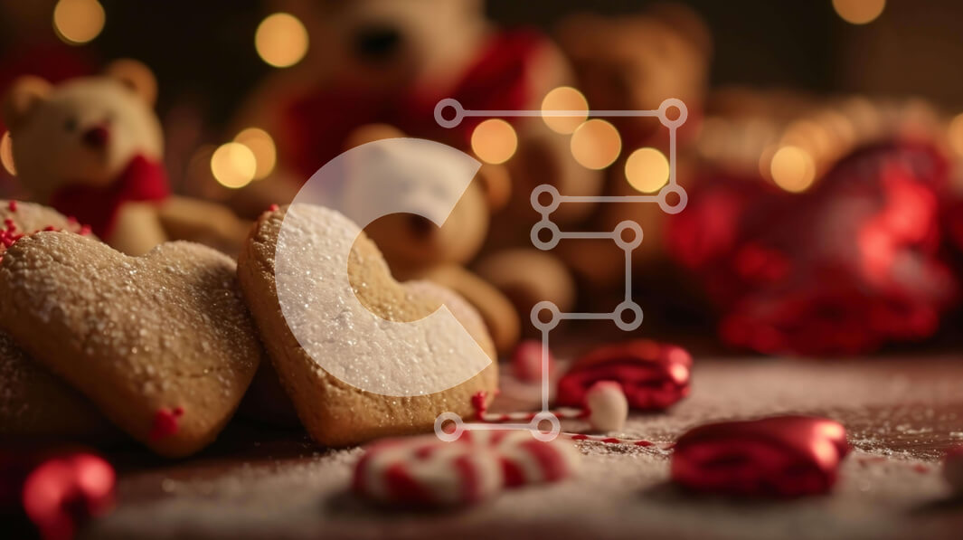 Intra Συλλεκτικό Ξύλινο Παζλ Plywood  4mm - Teddy Bears και καραμέλες για την ημέρα του Αγίου Βαλεντίνου στο τραπέζι Σε Ξύλινο Κουτί - Διαστάσεις: 10x10 cm – 25 κομμάτια