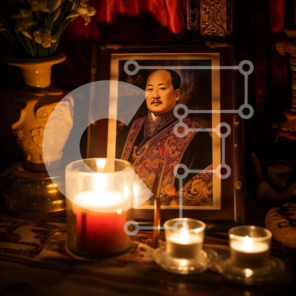 Intra Συλλεκτικό Ξύλινο Παζλ Plywood  4mm - Εορταστικό πορτρέτο του ασιατικού άνδρα με τα κεριά Σε Ξύλινο Κουτί - Διαστάσεις Puzzle: 10x10 cm – 25 κομμάτια