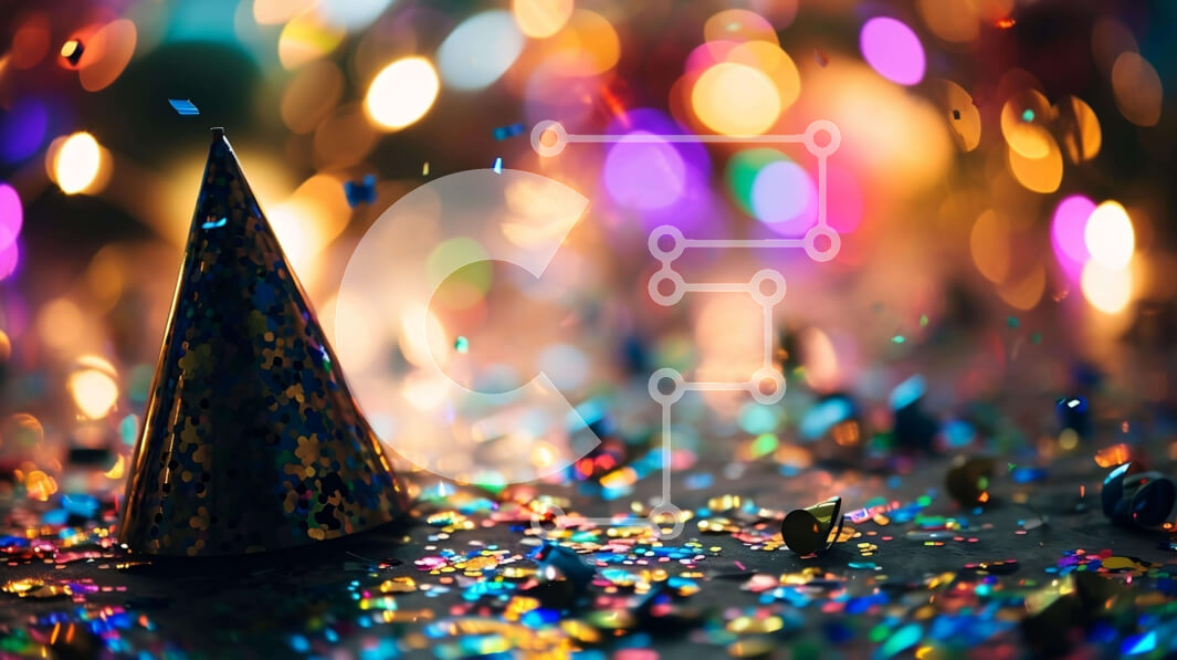 Intra Συλλεκτικό Ξύλινο Παζλ Plywood  4mm - Πολύχρωμο καπέλο για πάρτι με κομφετί και φώτα Bokeh Σε Ξύλινο Κουτί - Διαστάσεις Puzzle: 10x10 cm – 25 κομμάτια