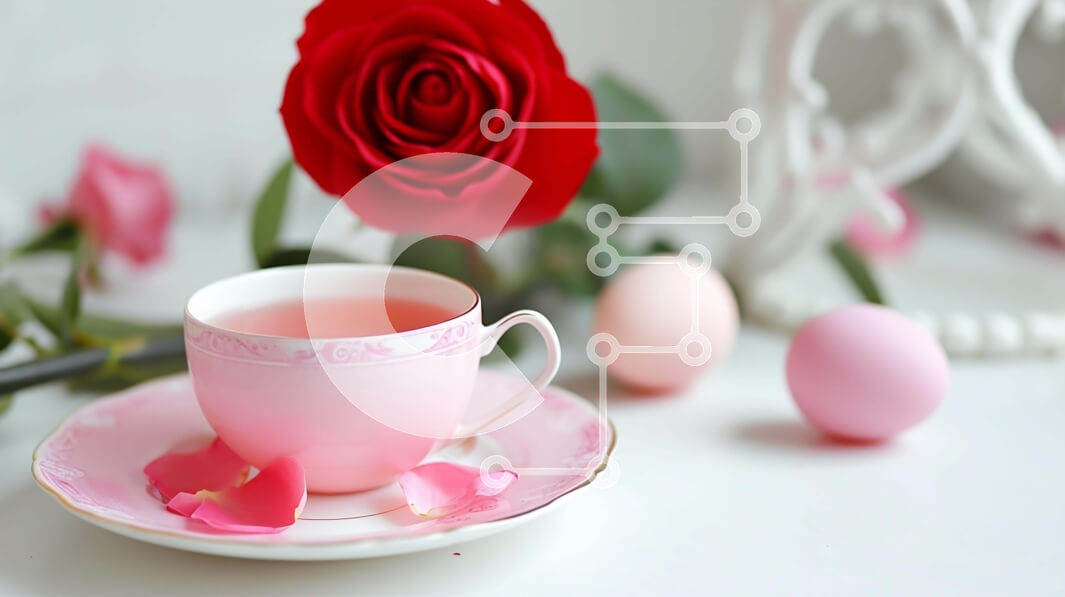 Σετ των 2 Intra Συλλεκτικό Ξύλινο Παζλ Plywood  4mm - Φλιτζάνι ροζ τριαντάφυλλο, πιατάκι και πιάτο με αυγά Σε Ξύλινο Κουτί - Διαστάσεις: 10x10 cm – 25 κομμάτια