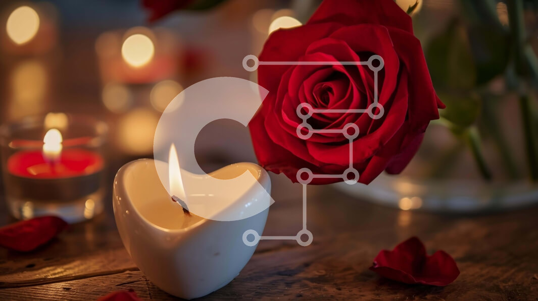 Intra Συλλεκτικό Ξύλινο Παζλ Plywood  4mm - Ρομαντικό σκηνικό κεριού και τριαντάφυλλου Σε Ξύλινο Κουτί - Διαστάσεις Puzzle: 10x10 cm – 25 κομμάτια