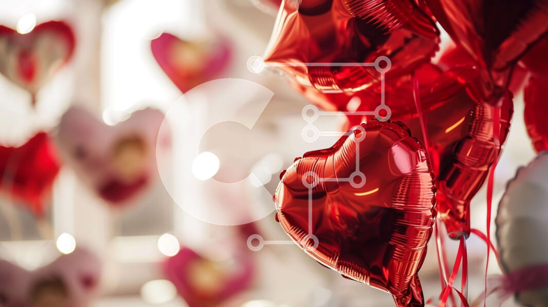 Intra Συλλεκτικό Ξύλινο Παζλ Plywood  4mm - Κόκκινα και ασημένια μπαλόνια καρδιά για την ημέρα του Αγίου Βαλεντίνου Σε Ξύλινο Κουτί - Διαστάσεις: 10x10 cm – 25 κομμάτια