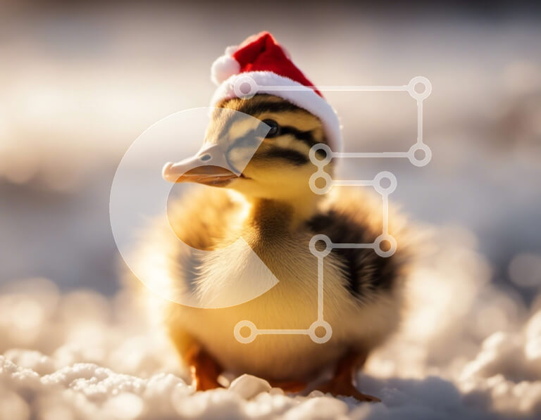 Σετ των 2 Intra Συλλεκτικό Ξύλινο Παζλ Plywood  4mm - Αξιολάτρευτη πάπια με καπέλο Άγιου Βασίλη στο χιόνι Σε Ξύλινο Κουτί - Διαστάσεις: 10x10 cm – 25 κομμάτια