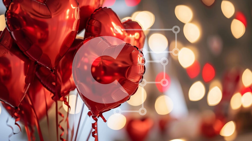 Intra Συλλεκτικό Ξύλινο Παζλ Plywood  4mm - Ομάδα κόκκινων μπαλονιών σε σχήμα καρδιάς Σε Ξύλινο Κουτί - Διαστάσεις: 10x10 cm – 25 κομμάτια