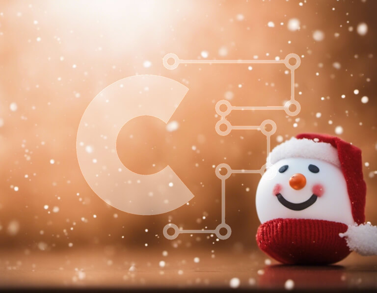 Intra Συλλεκτικό Ξύλινο Παζλ Plywood  4mm - Χριστουγεννιάτικο ειδώλιο χιονάνθρωπου με καπέλο Άγιου Βασίλη σε αφηρημένο χιονισμένο φόντο Σε Ξύλινο Κουτί - Διαστάσεις: 10x10 cm – 25 κομμάτια