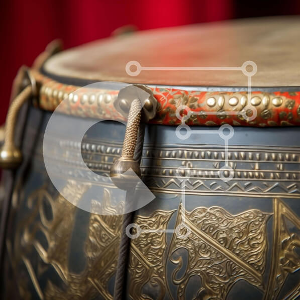 Intra Συλλεκτικό Ξύλινο Παζλ Plywood  4mm - Περίτεχνο τύμπανο με περίπλοκο σχέδιο σε κόκκινες κουρτίνες Σε Ξύλινο Κουτί - Διαστάσεις Puzzle: 10x10 cm – 25 κομμάτια