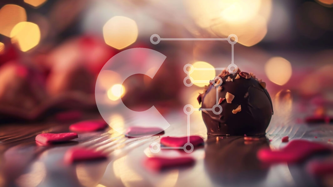 Intra Συλλεκτικό Ξύλινο Παζλ Plywood  4mm - Γιορτή του Αγίου Βαλεντίνου με σοκολατένια μπάλα και καρδιές Σε Ξύλινο Κουτί - Διαστάσεις: 10x10 cm – 25 κομμάτια