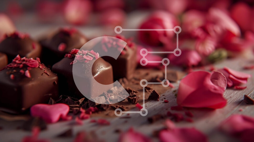 Σετ των 2 Intra Συλλεκτικό Ξύλινο Παζλ Plywood  4mm - Καραμέλες σοκολάτας και τριαντάφυλλα για την ημέρα του Αγίου Βαλεντίνου Σε Ξύλινο Κουτί - Διαστάσεις: 10x10 cm – 25 κομμάτια