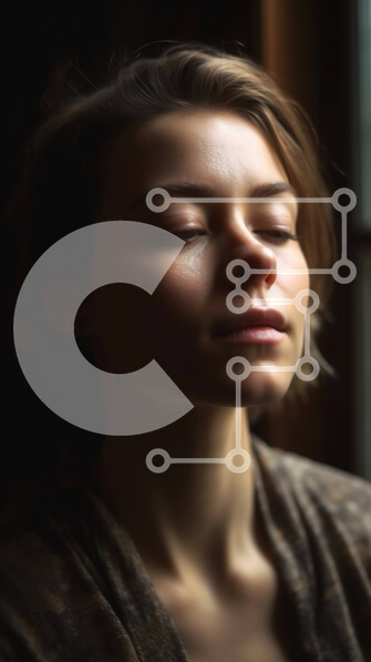 Intra Συλλεκτικό Ξύλινο Παζλ Plywood  4mm - Όμορφη εικόνα μιας γυναίκας που χαλαρώνει με ένα καφέ πουλόβερ δίπλα στο παράθυρο Σε Ξύλινο Κουτί - Διαστάσεις Puzzle: 10x10 cm – 25 κομμάτια